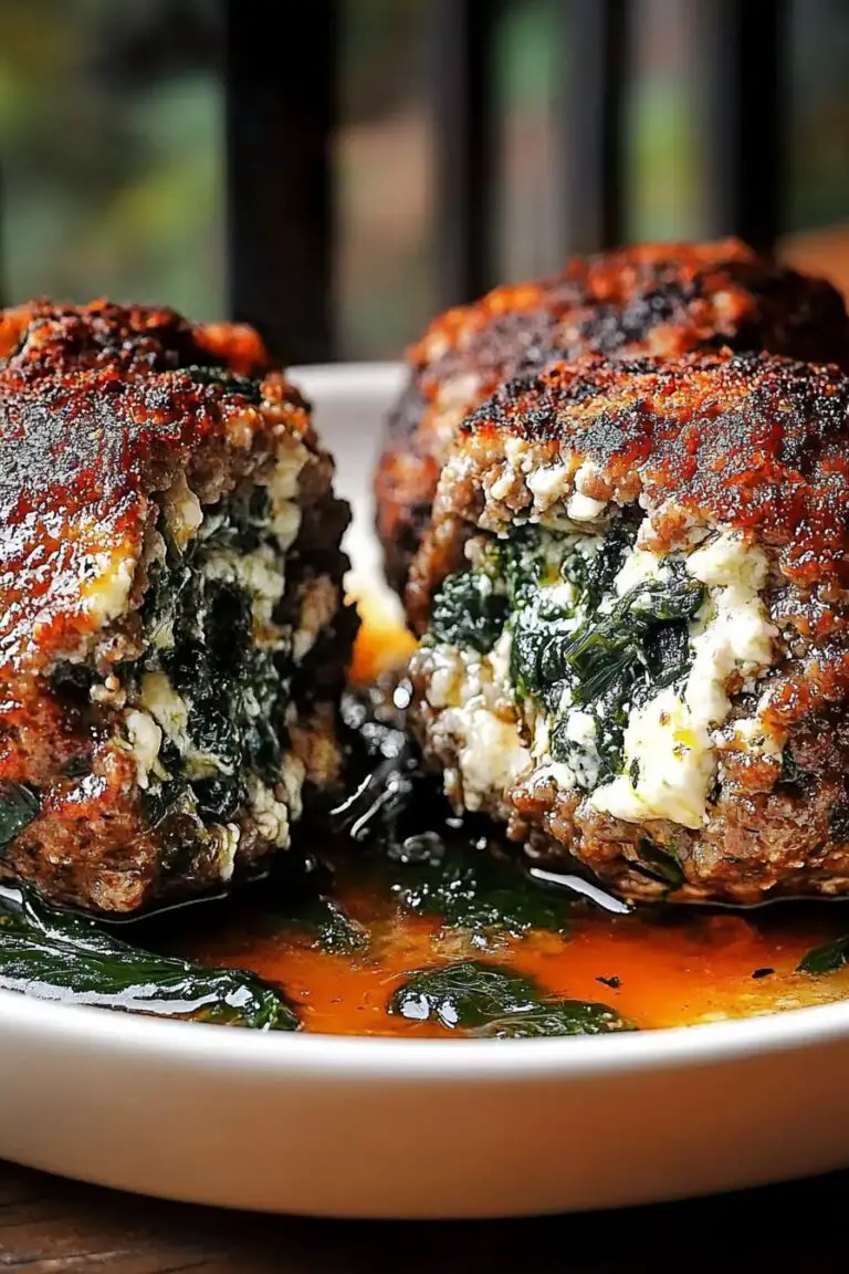Spinach Garlic Meatballs Stuffed with Mozzarella