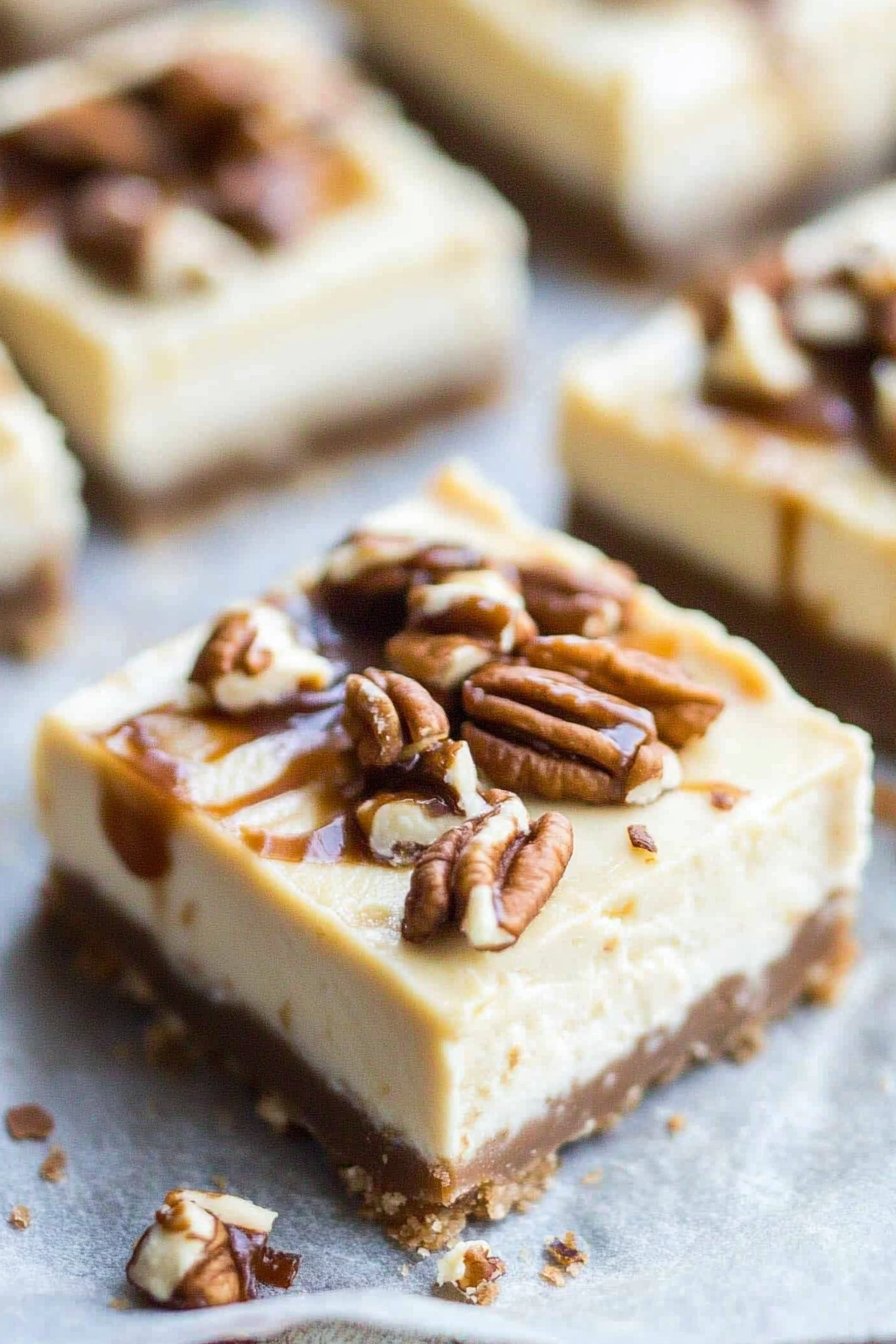 Turtle Vegan Cheesecake Bars