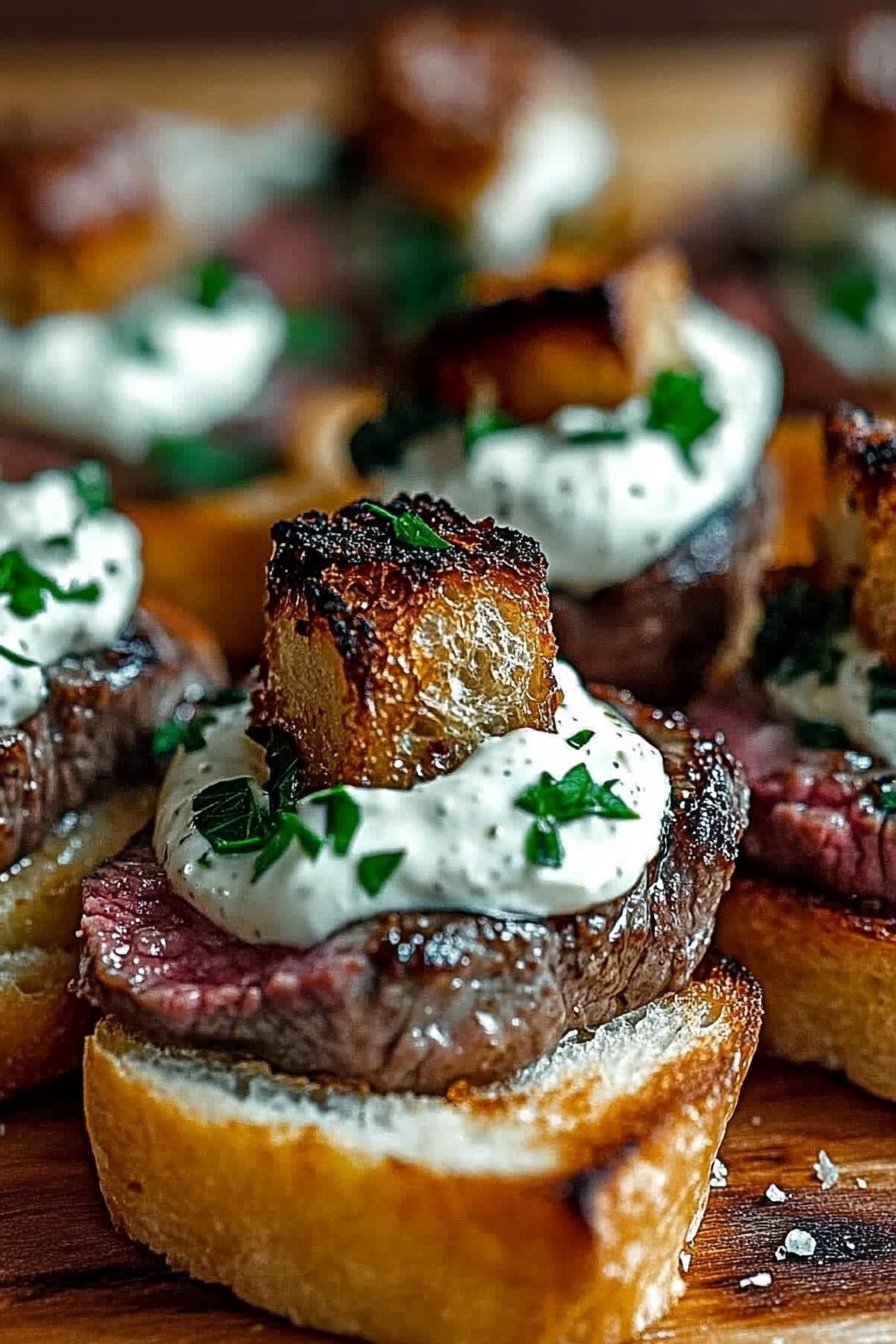 Garlic Bread Steak Bites with Horseradish Cream Recipe