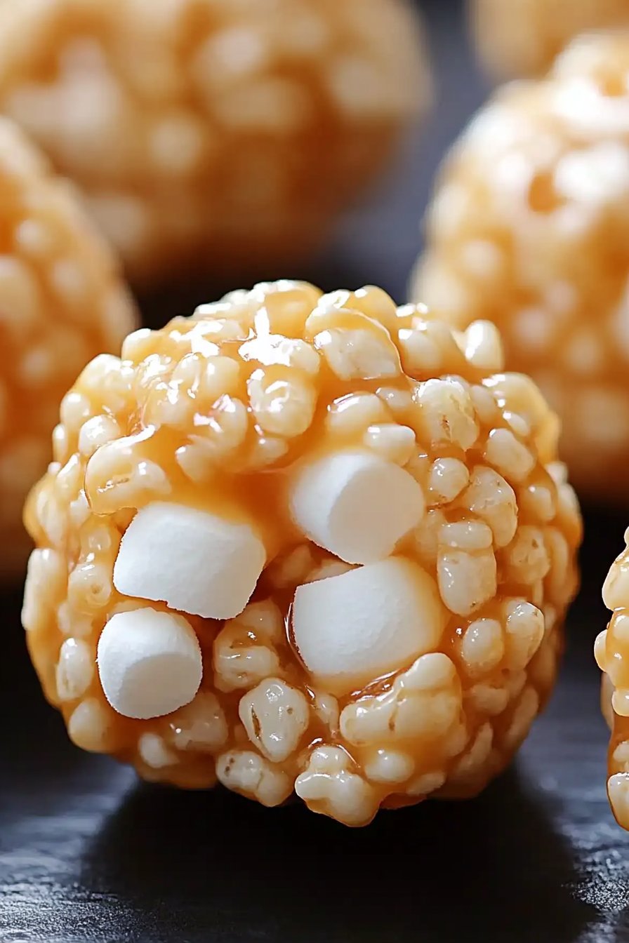 Caramel Marshmallow Rice Krispie Balls Recipe