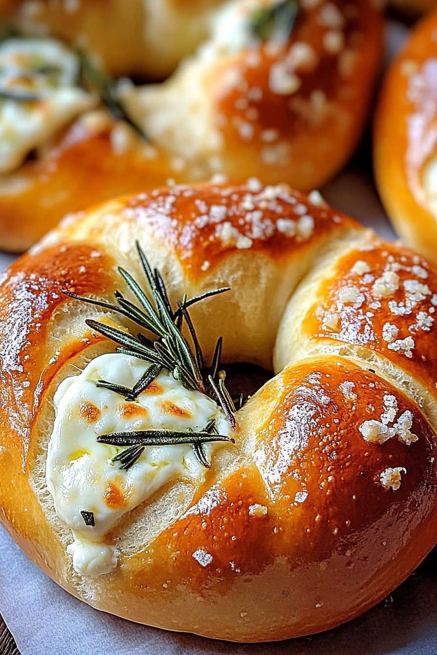 Mozzarella Stuffed Rosemary Parmesan Soft Pretzels Recipe