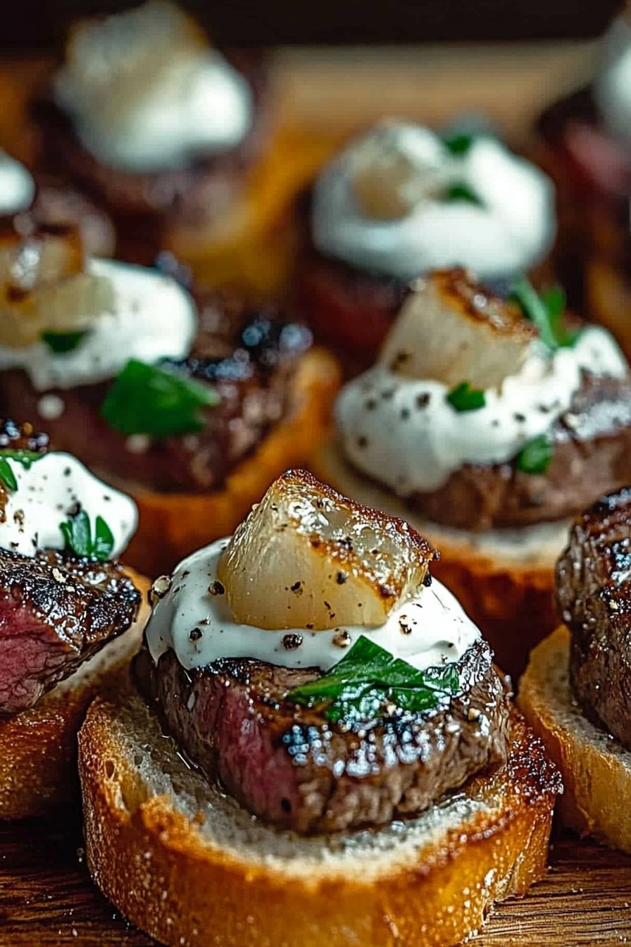 Garlic Bread Steak Bites with Horseradish Cream Recipe