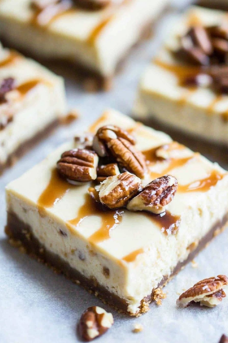 Turtle Vegan Cheesecake Bars