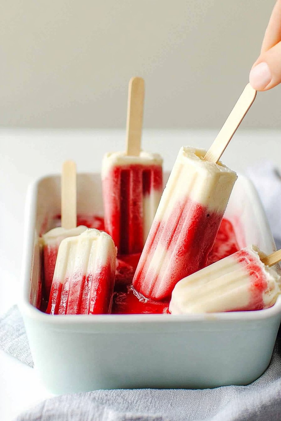 Strawberries and Cream Vegan Popsicles
