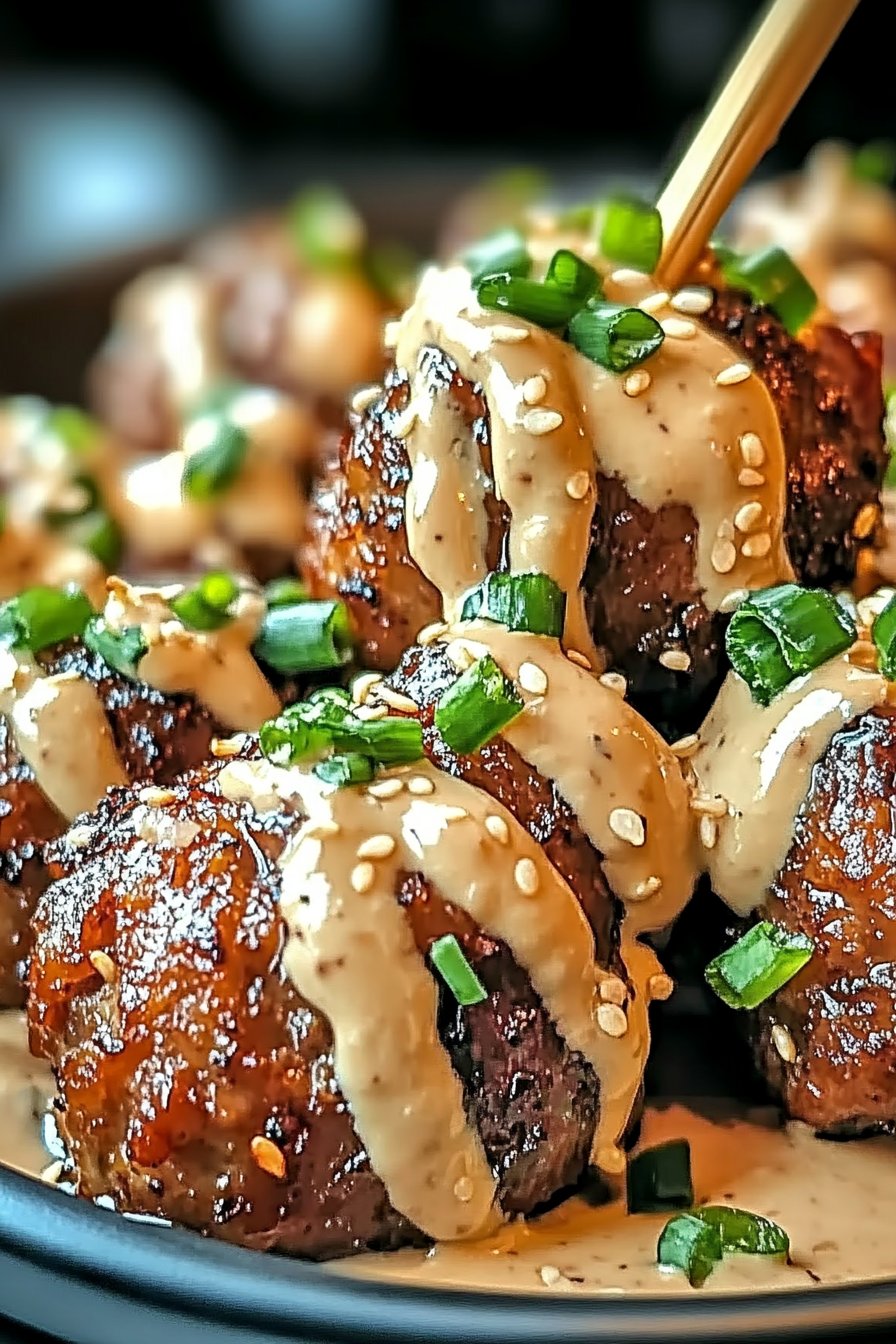 Tender Korean BBQ Meatballs with Spicy Mayo Dip