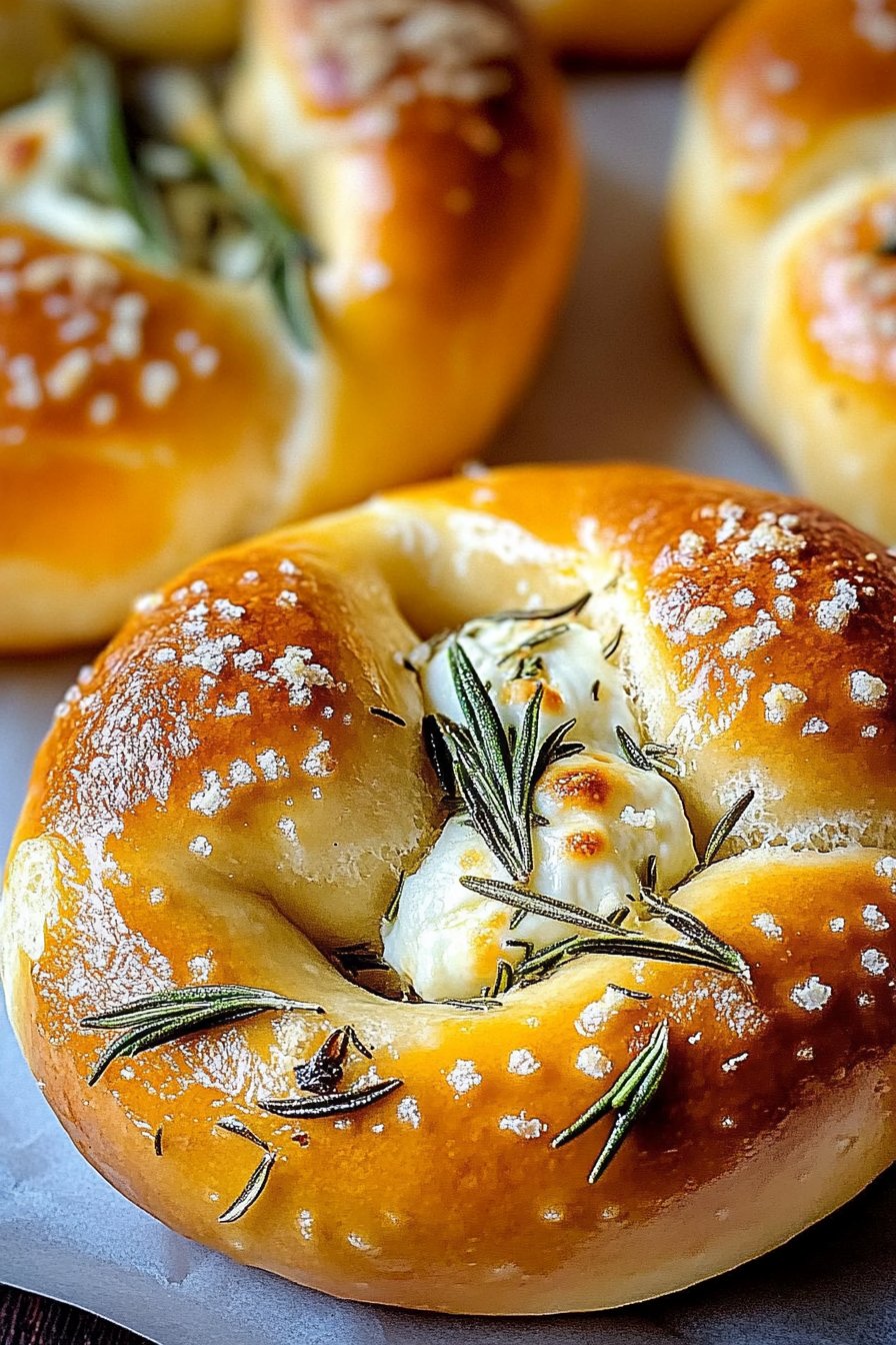 Mozzarella Stuffed Rosemary Parmesan Soft Pretzels Recipe