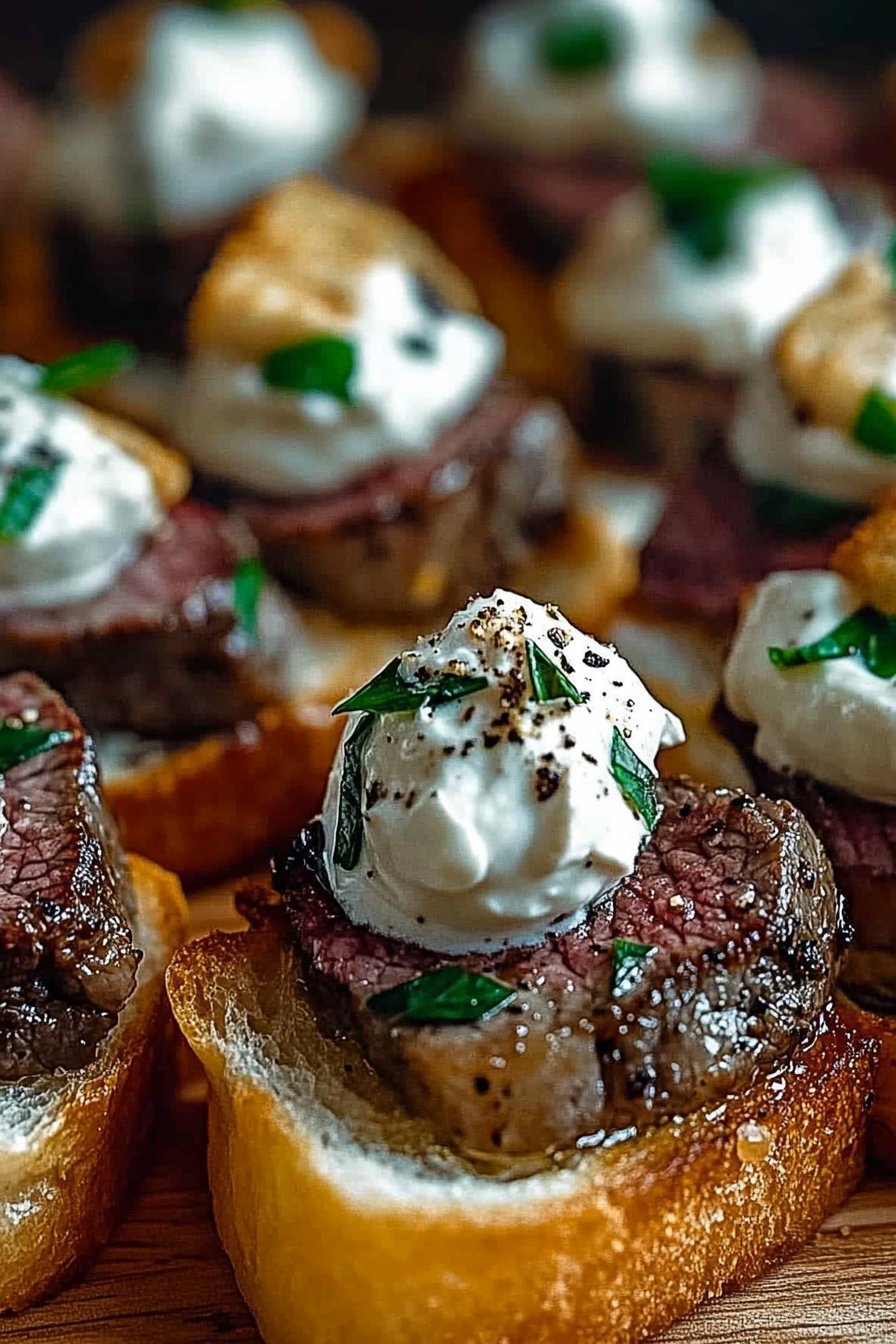 Garlic Bread Steak Bites with Horseradish Cream Recipe