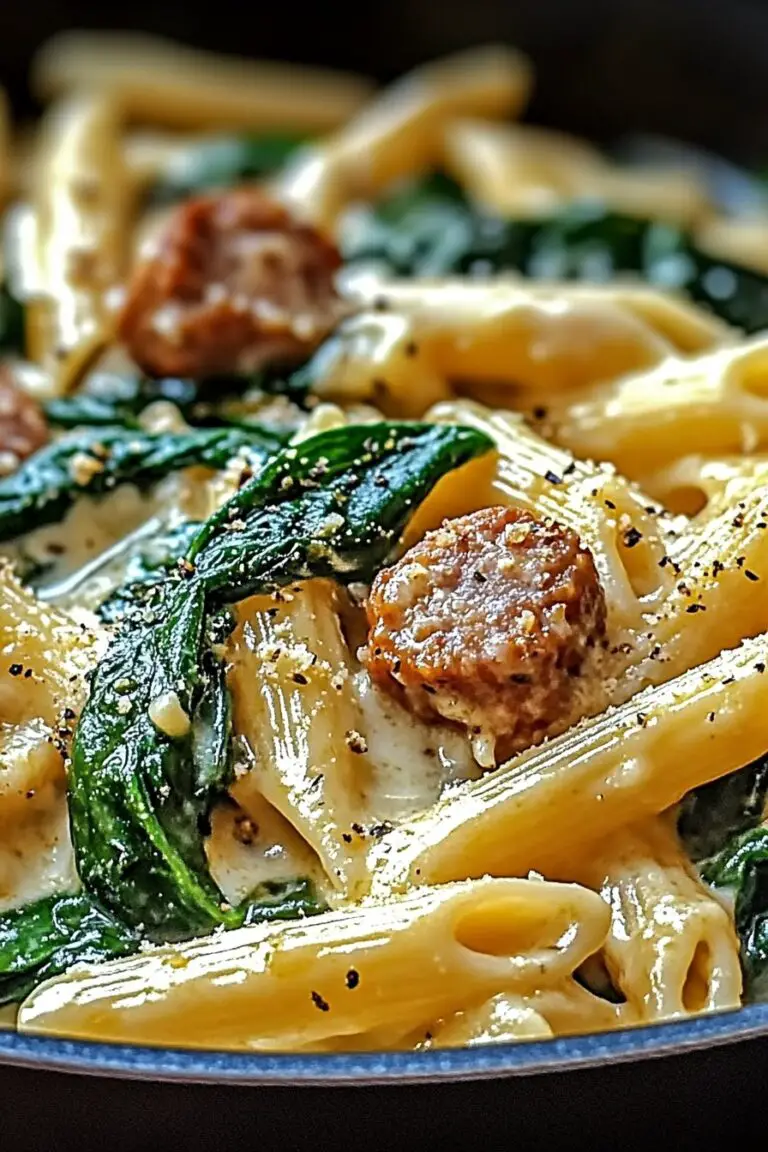 One-Pan Creamy Penne with Spinach and Italian Sausage