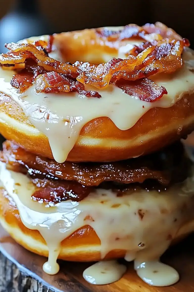 Donut grilled cheese with bacon + maple glaze