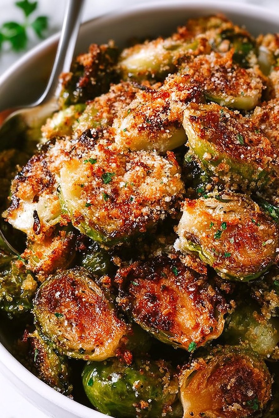 Garlic Parmesan Roasted Brussels Sprouts