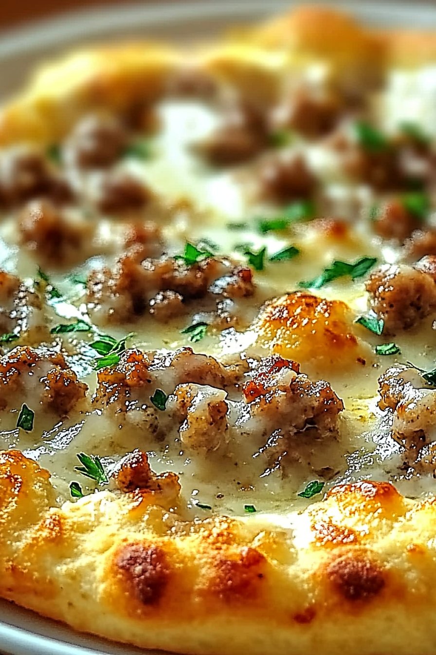 Biscuits and Sausage Gravy Breakfast Pizza Recipe