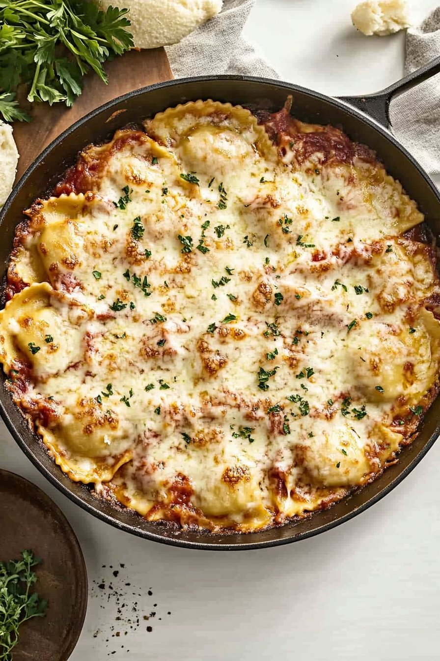 Cheesy Skillet Ravioli