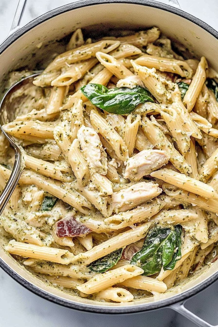 One Pot Creamy Pesto Chicken Pasta