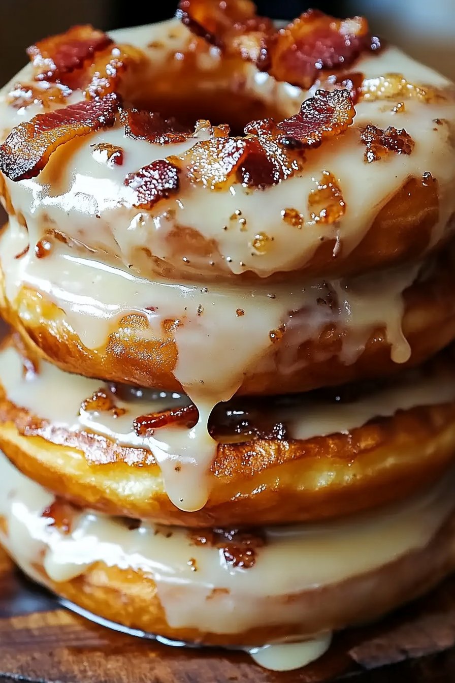 Donut grilled cheese with bacon + maple glaze