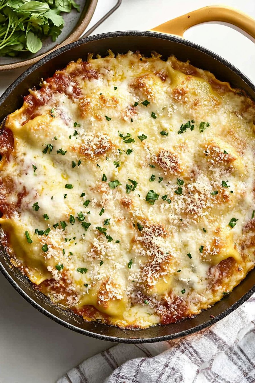 Cheesy Skillet Ravioli