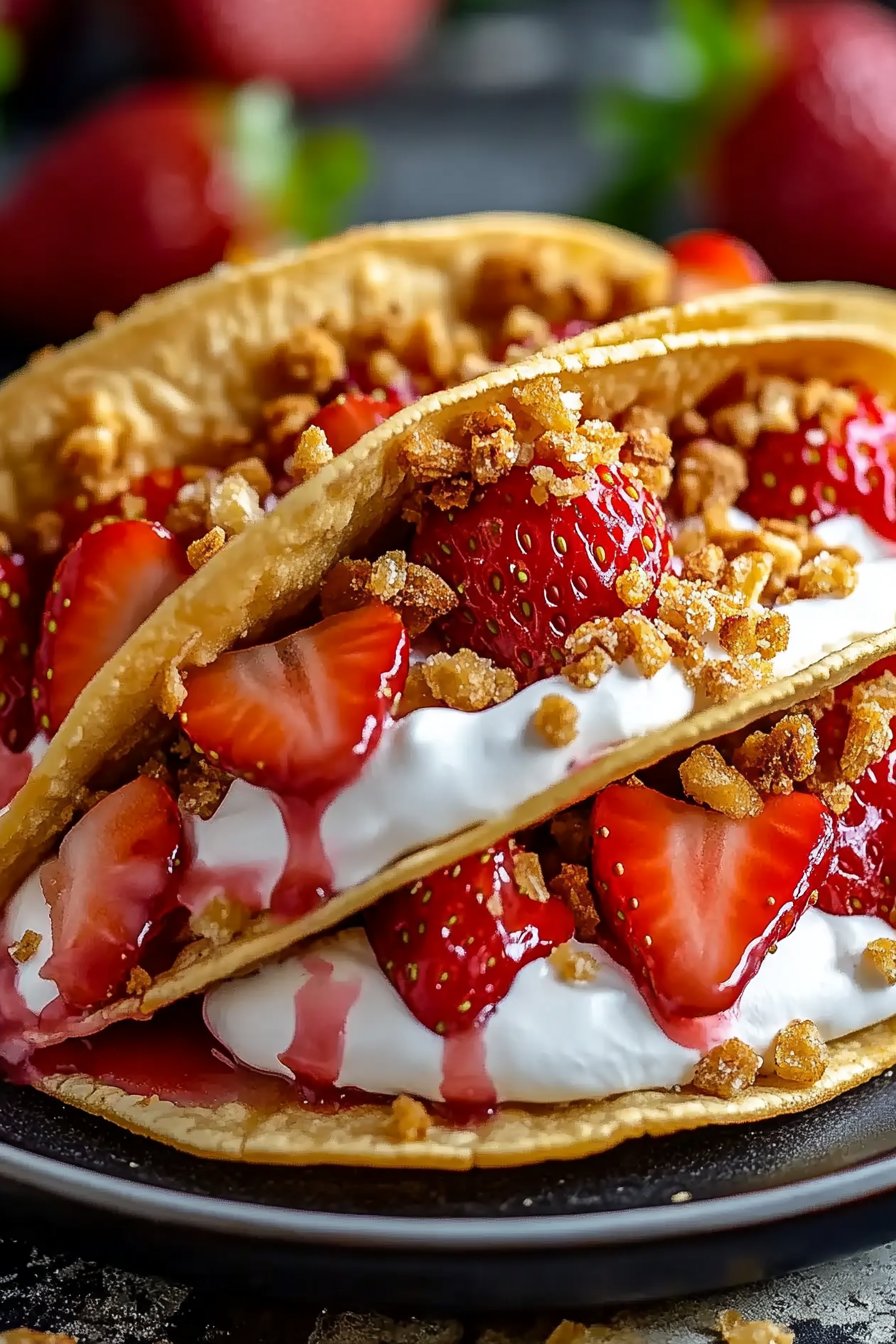 Strawberry Crunch Cheesecake Tacos
