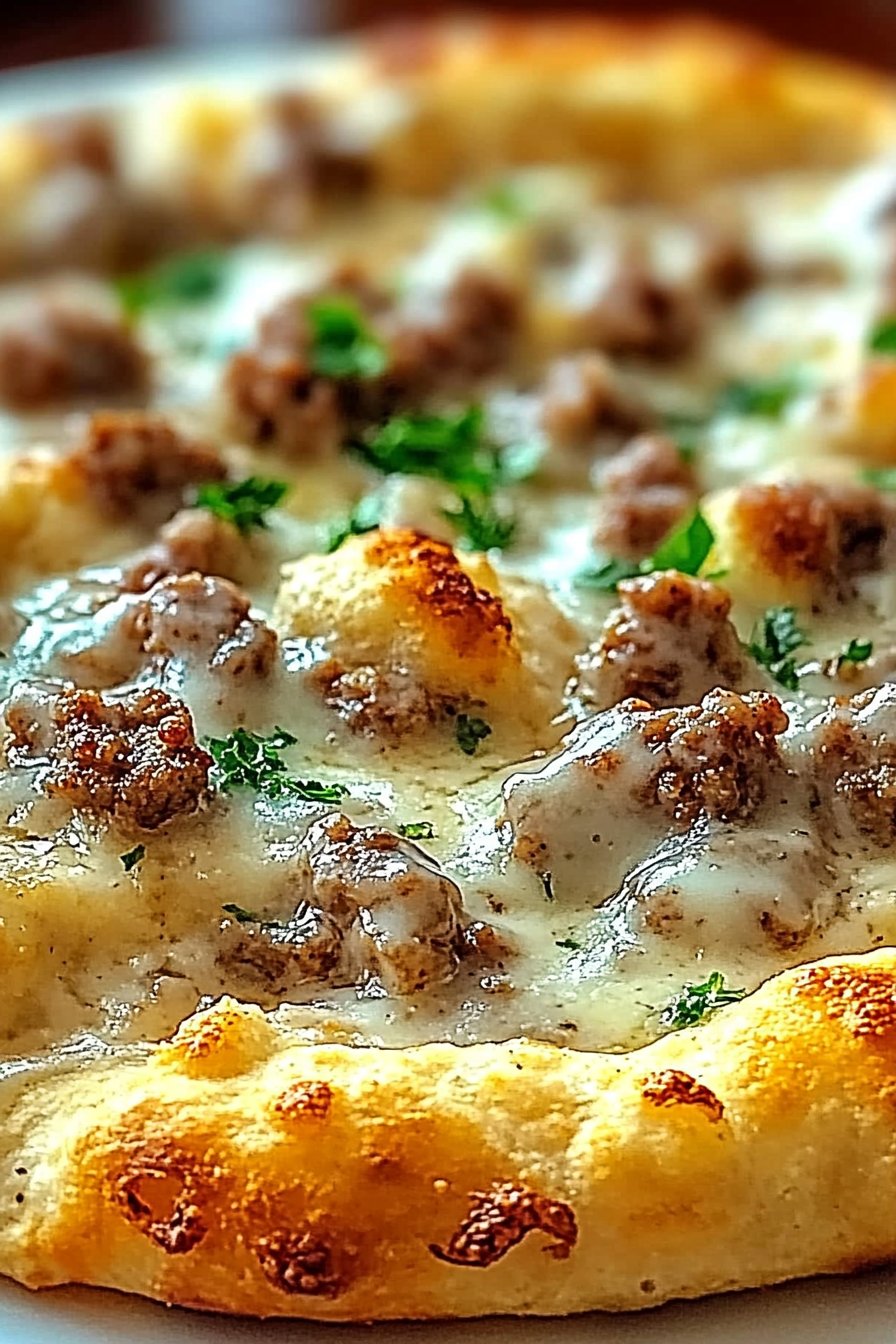 Biscuits and Sausage Gravy Breakfast Pizza Recipe