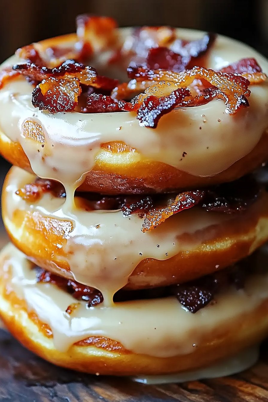 Donut grilled cheese with bacon + maple glaze
