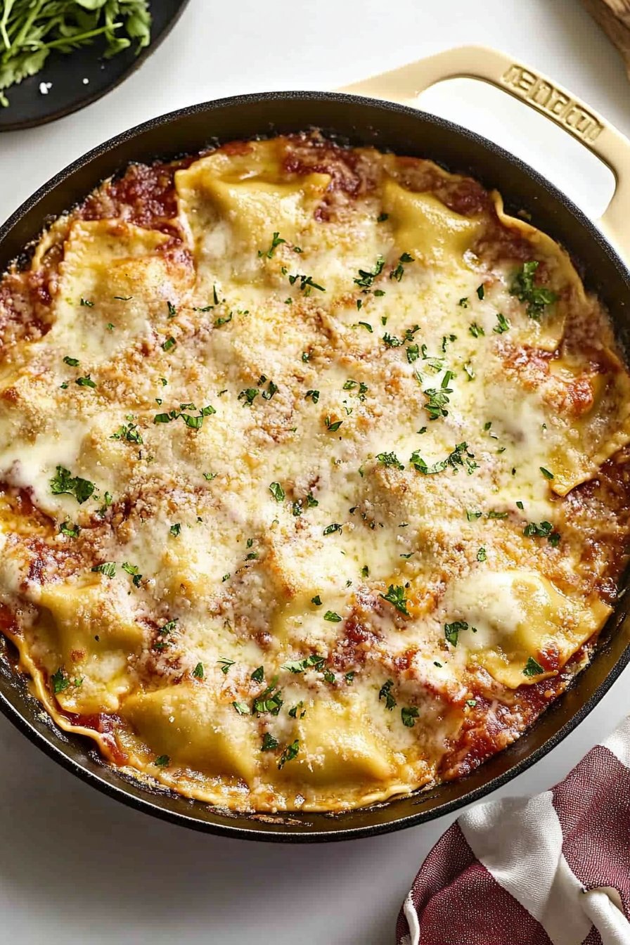 Cheesy Skillet Ravioli