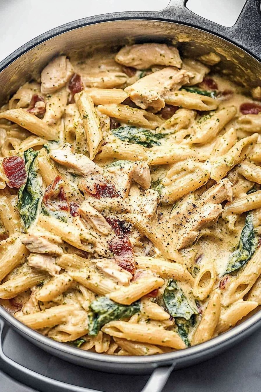 One Pot Creamy Pesto Chicken Pasta