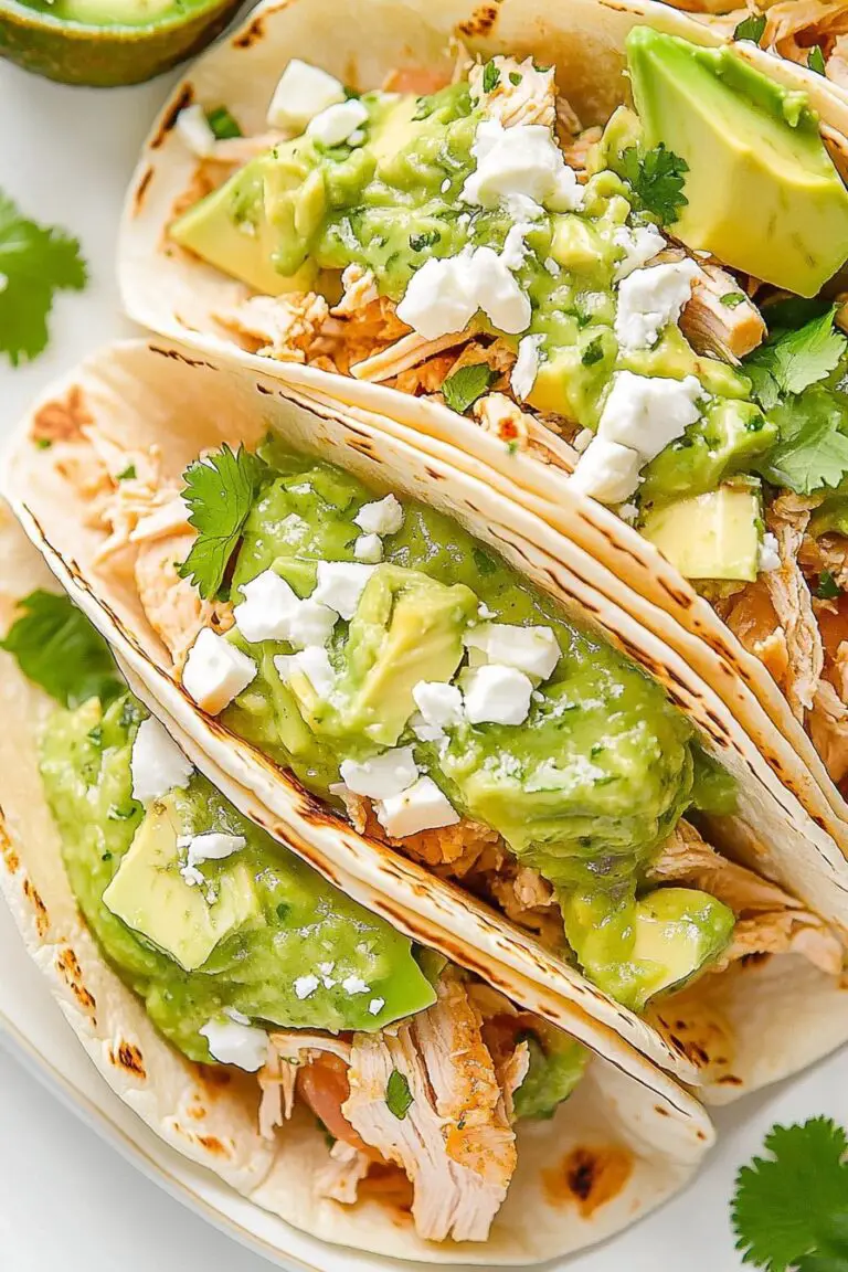 Crockpot Chicken Tacos with Avocado-Cilantro Sauce
