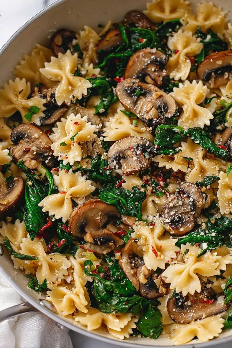 Parmesan Spinach Mushroom Pasta Skillet