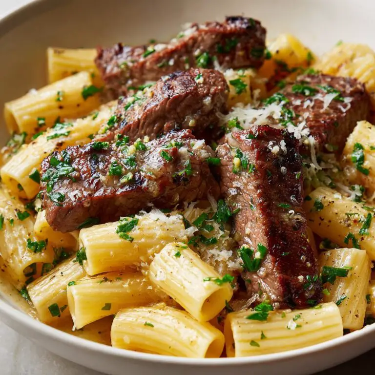 Butter Steak with Creamy Parmesan Rigatoni