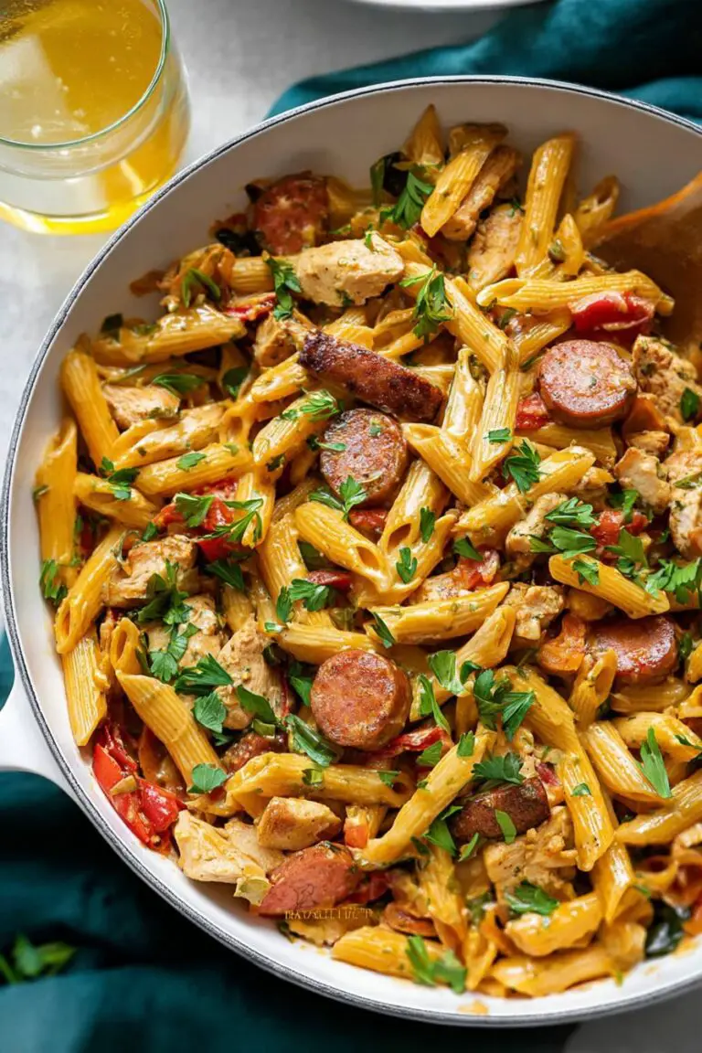 Creamy Cajun Chicken and Sausage Pasta (Dairy-Free One Pot Recipe)