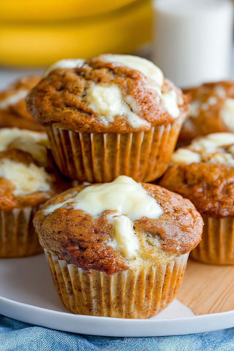 Fresh Banana Cream Cheese Muffins