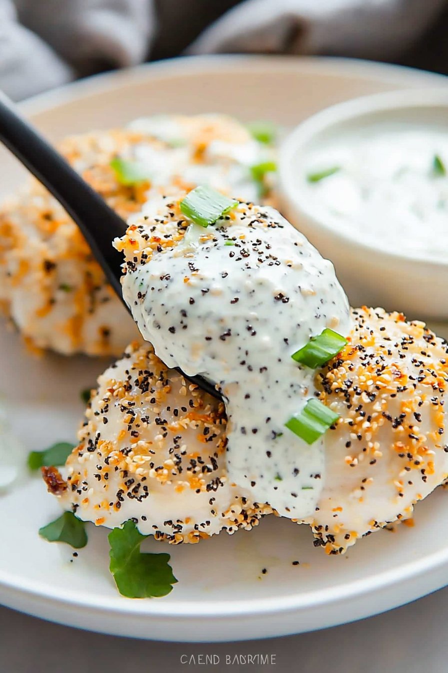 Everything Bagel Chicken with Scallion Cream Cheese Sauce