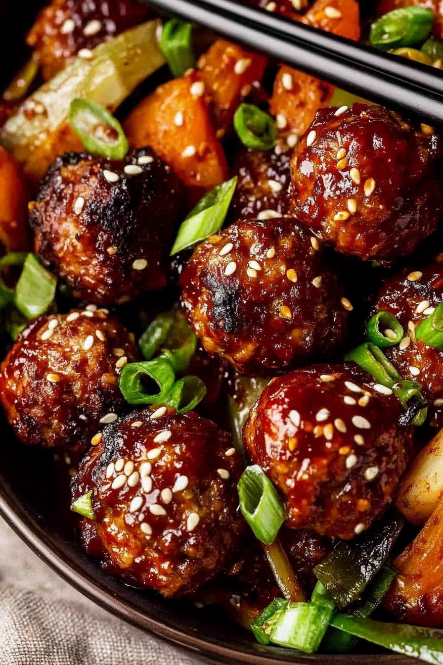 Korean BBQ Meatballs with Roasted Vegetables