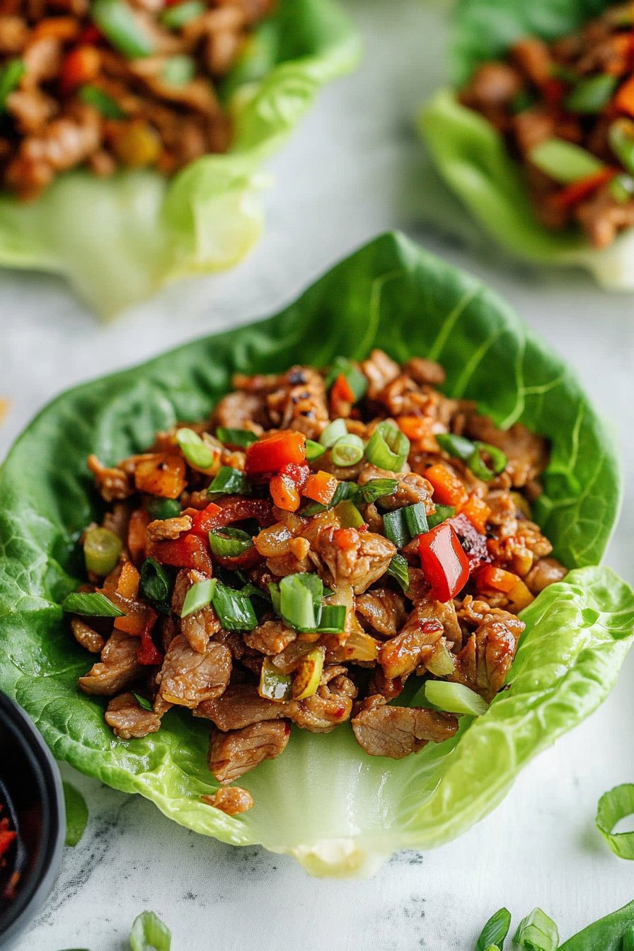 Sweet and Spicy Pork Lettuce Wraps