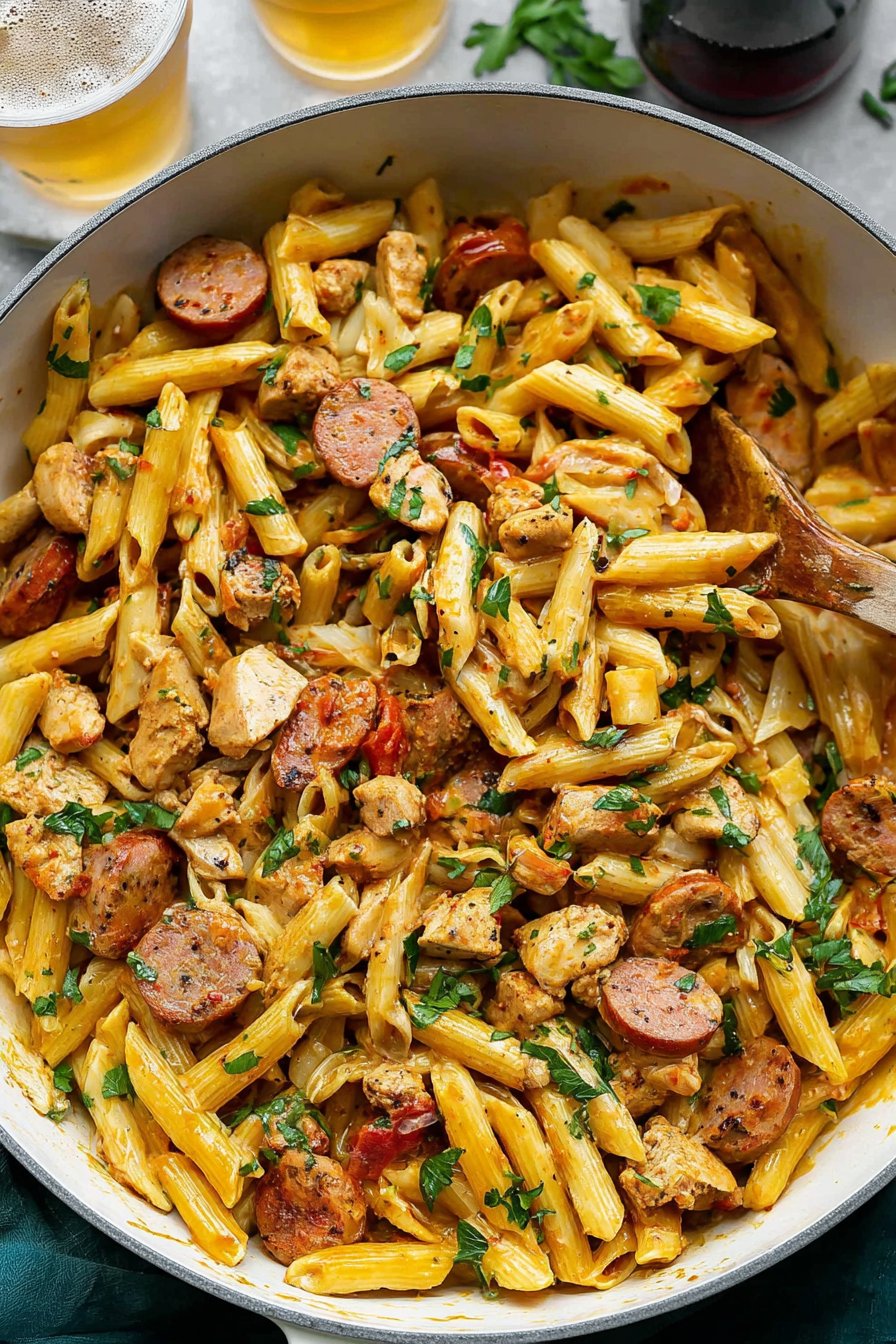 Creamy Cajun Chicken and Sausage Pasta (Dairy-Free One Pot Recipe)