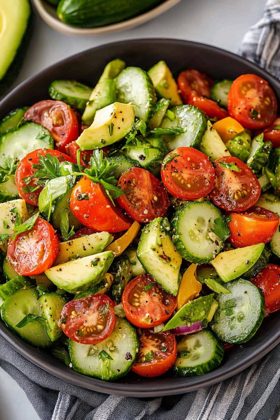 Cucumber Tomato Avocado Salad