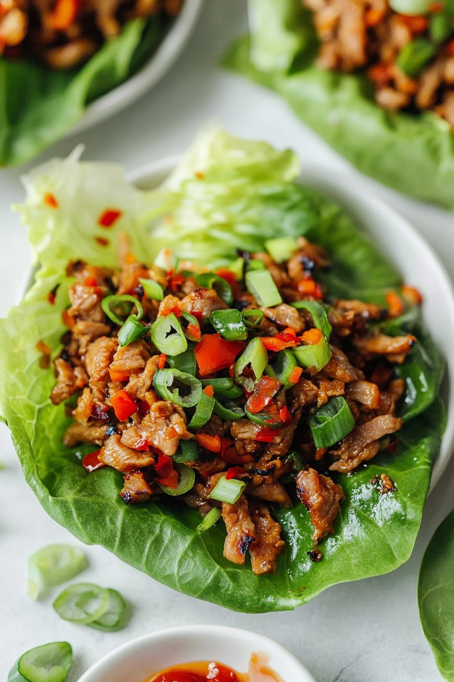 Sweet and Spicy Pork Lettuce Wraps