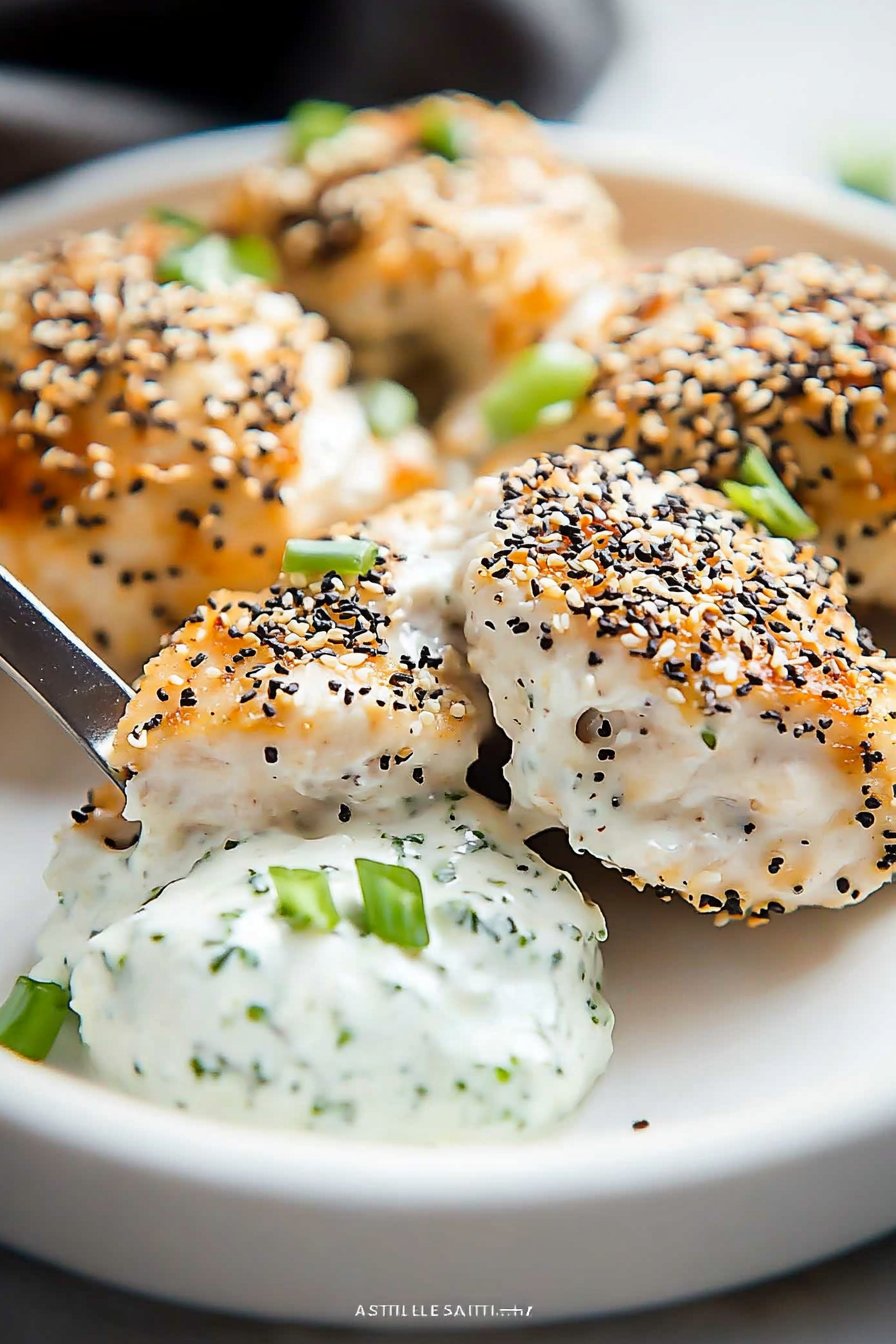 Everything Bagel Chicken with Scallion Cream Cheese Sauce