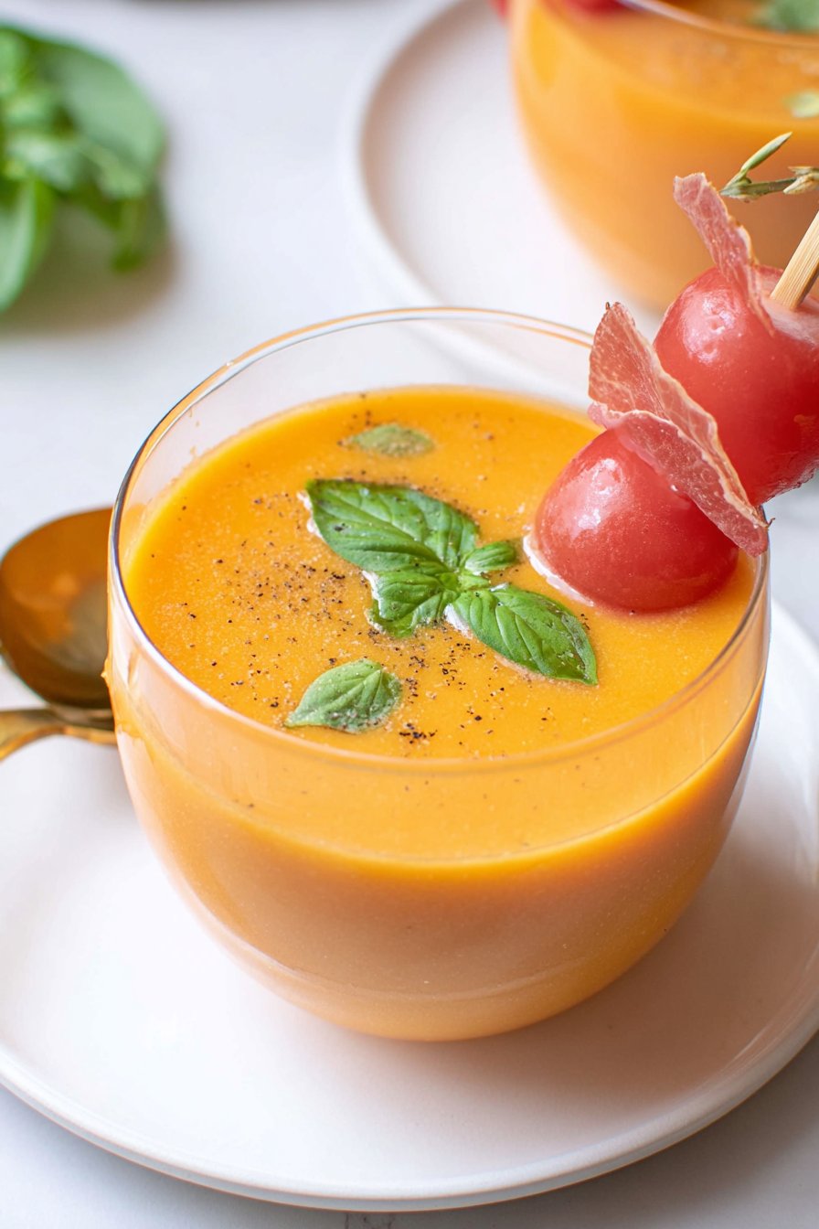 Cold Melon Soup with Basil and Mint