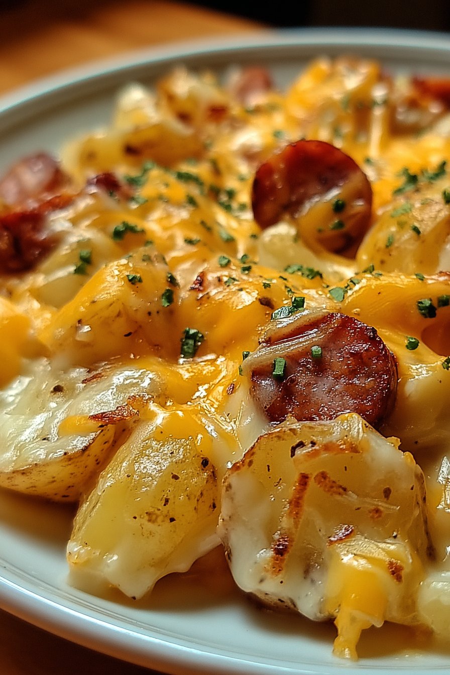 Cheesy Ranch Potatoes and Smoked Sausage
