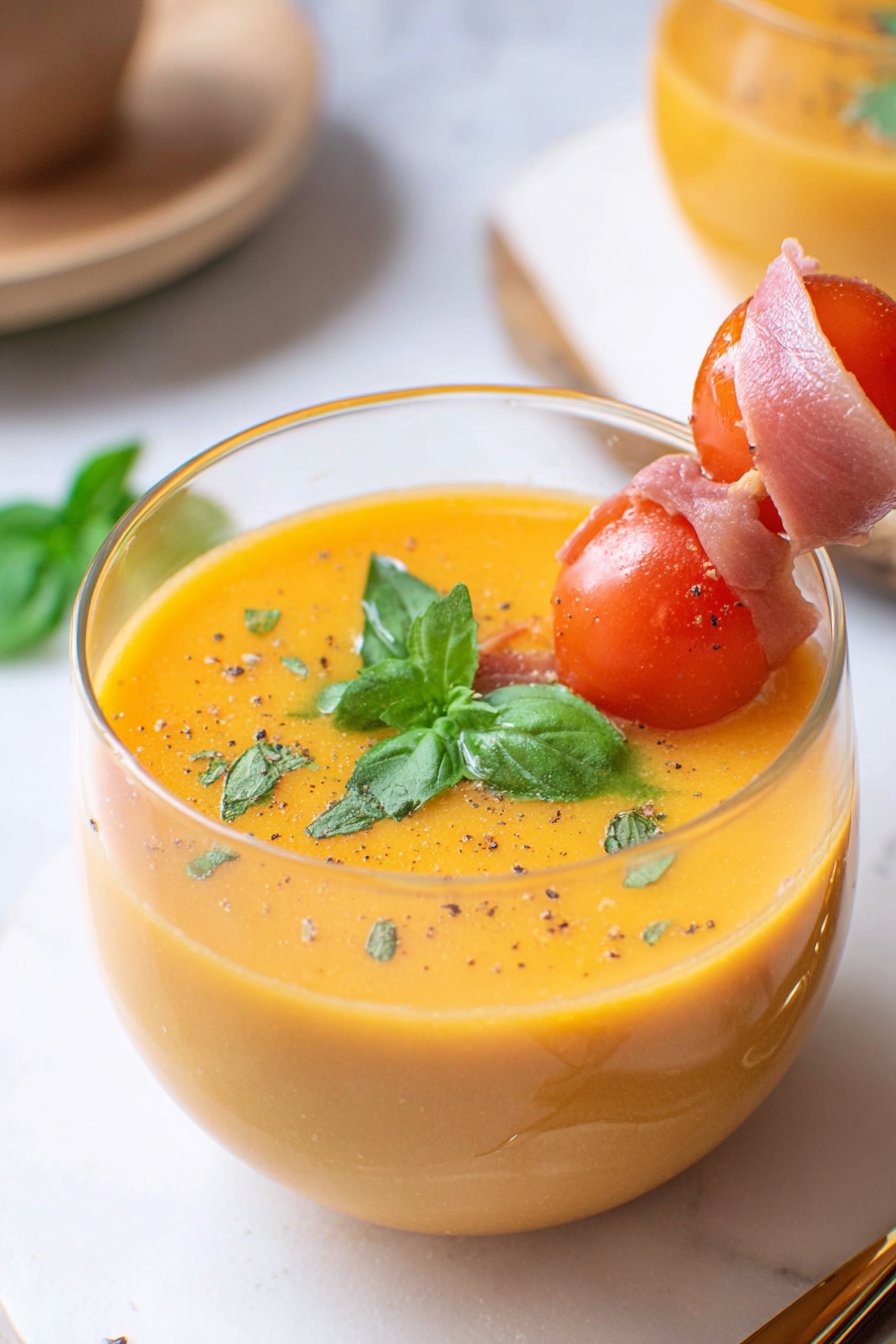 Cold Melon Soup with Basil and Mint