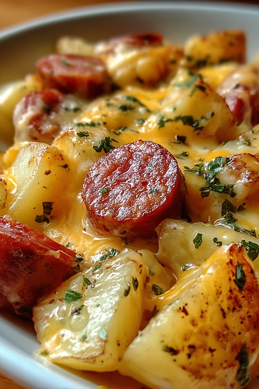 Cheesy Ranch Potatoes and Smoked Sausage