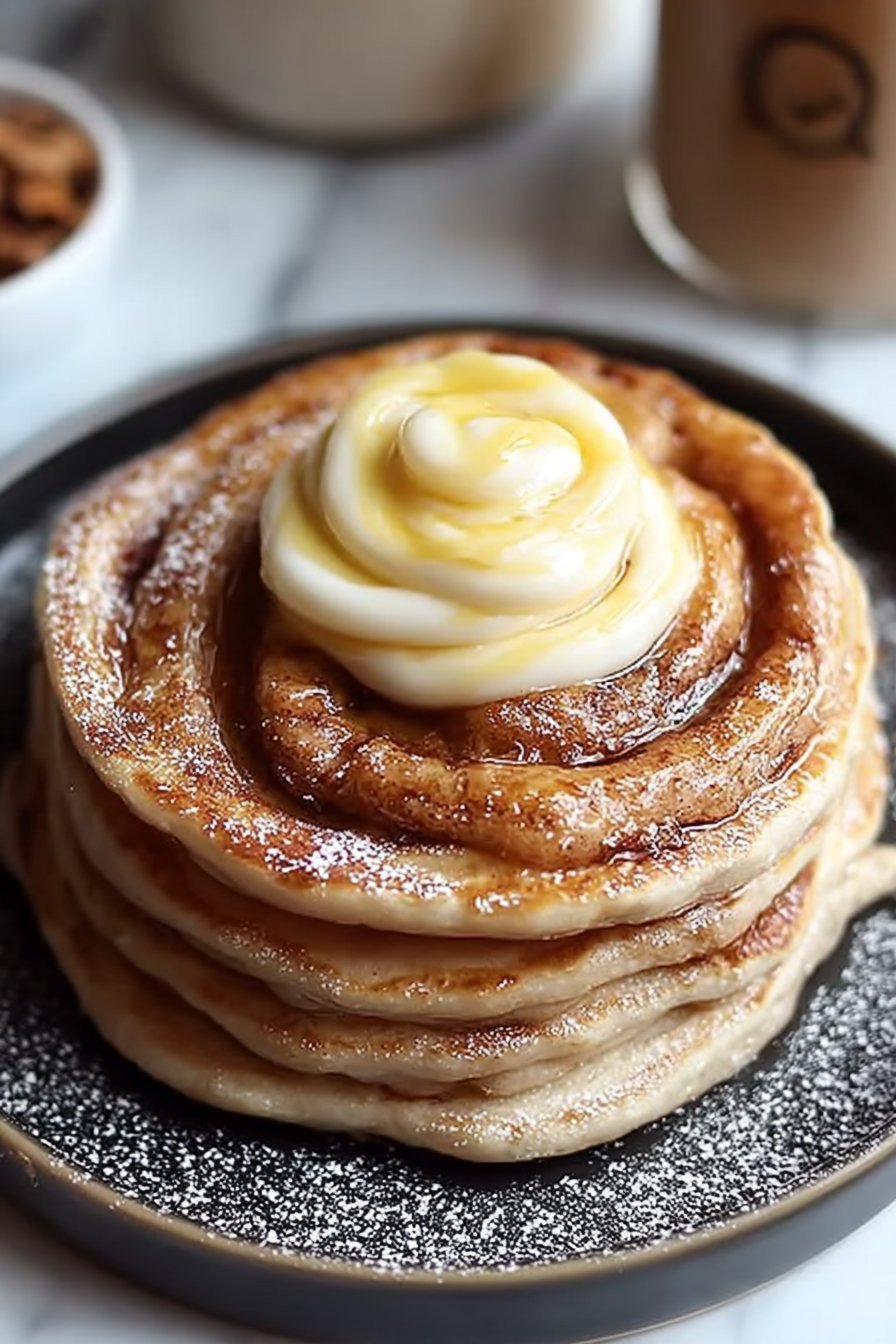 Fluffy Cinnamon Roll Pancakes