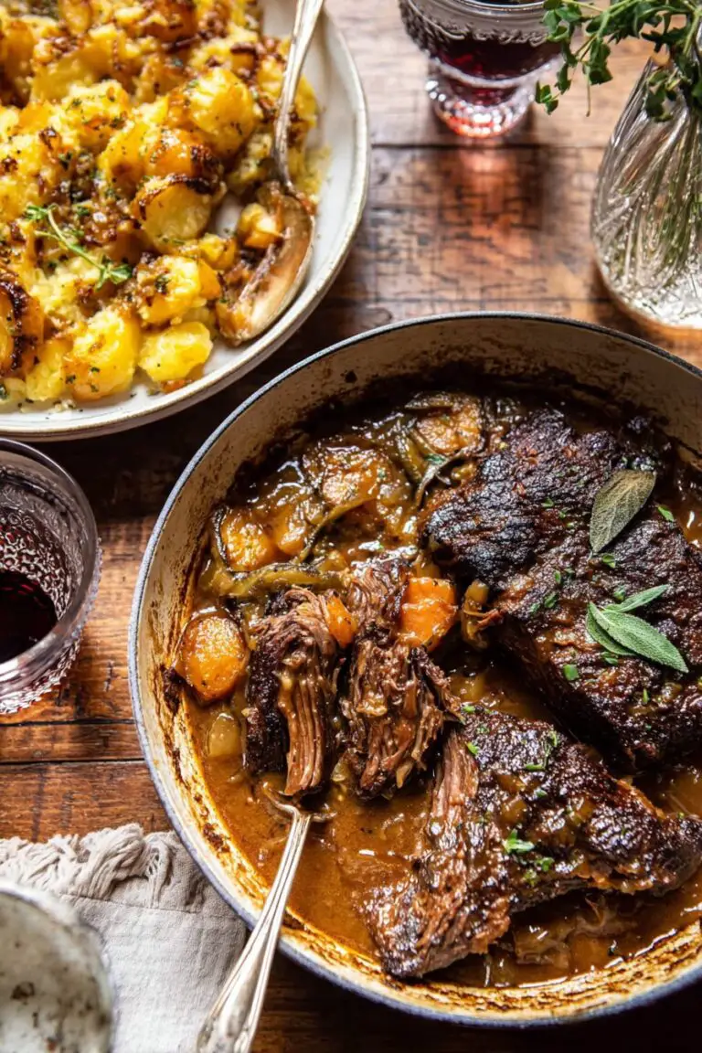 Cider Braised Pot Roast with Crispy Sage Butter Potatoes