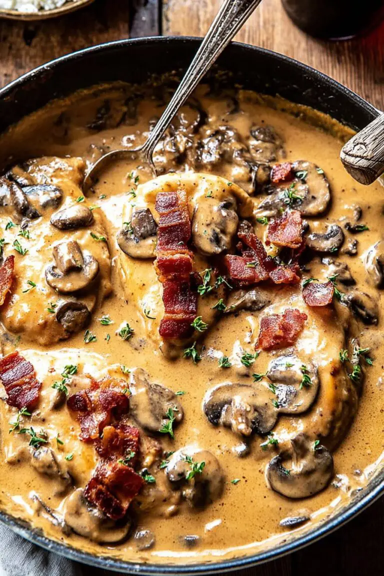 Smothered Chicken in Mushroom Wine Pan Sauce