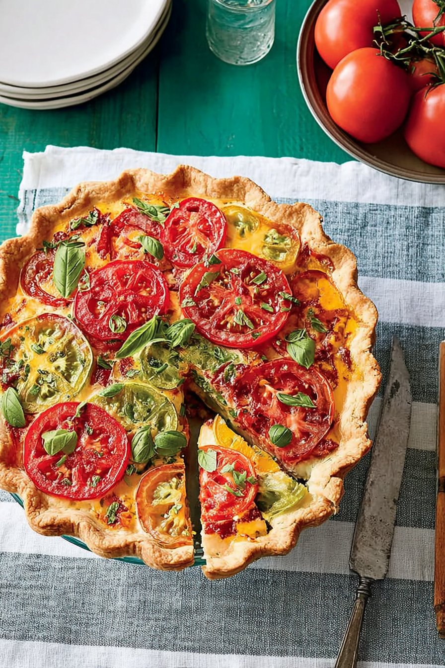 Tomato, Cheddar, And Bacon Pie