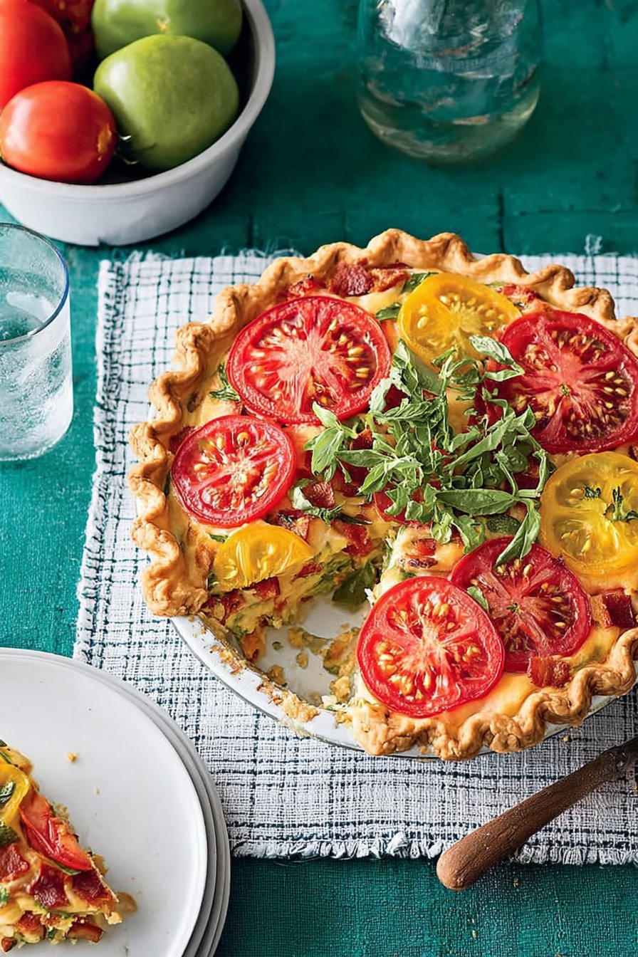 Tomato, Cheddar, And Bacon Pie