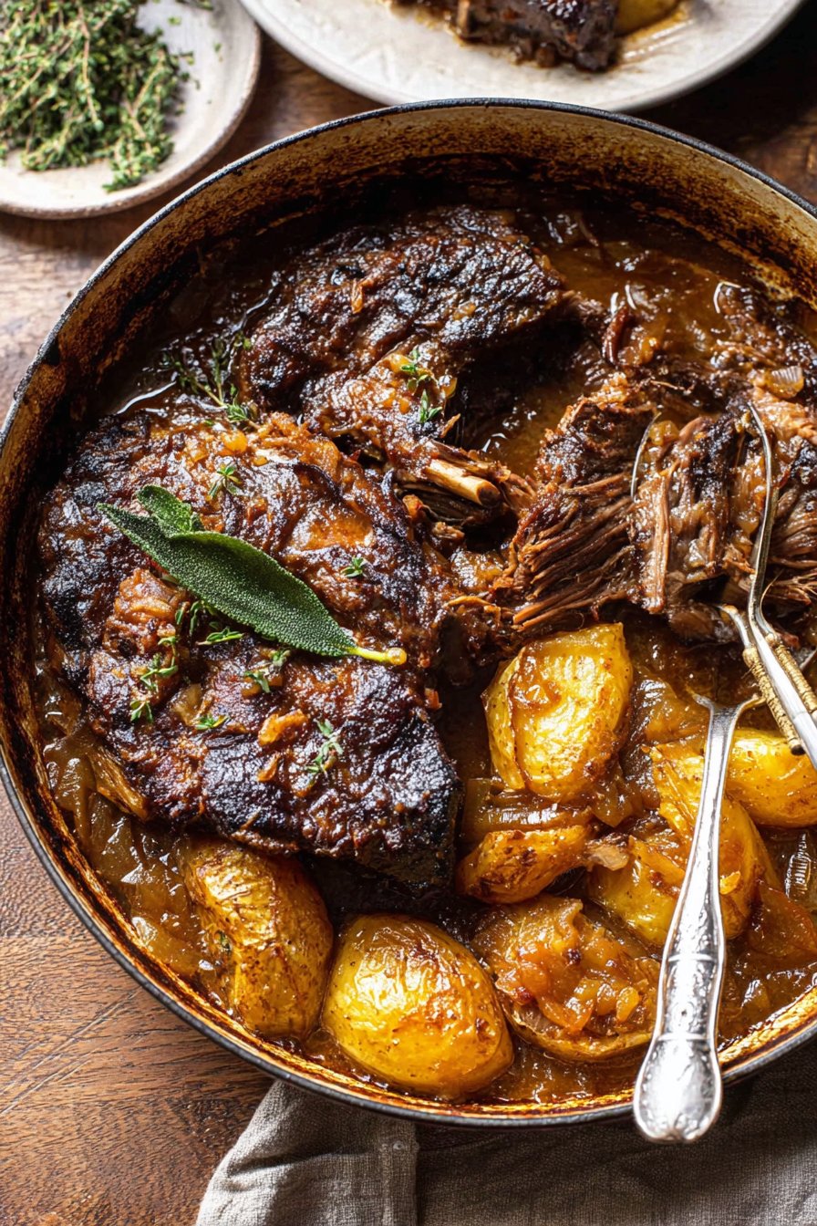 Cider Braised Pot Roast with Crispy Sage Butter Potatoes