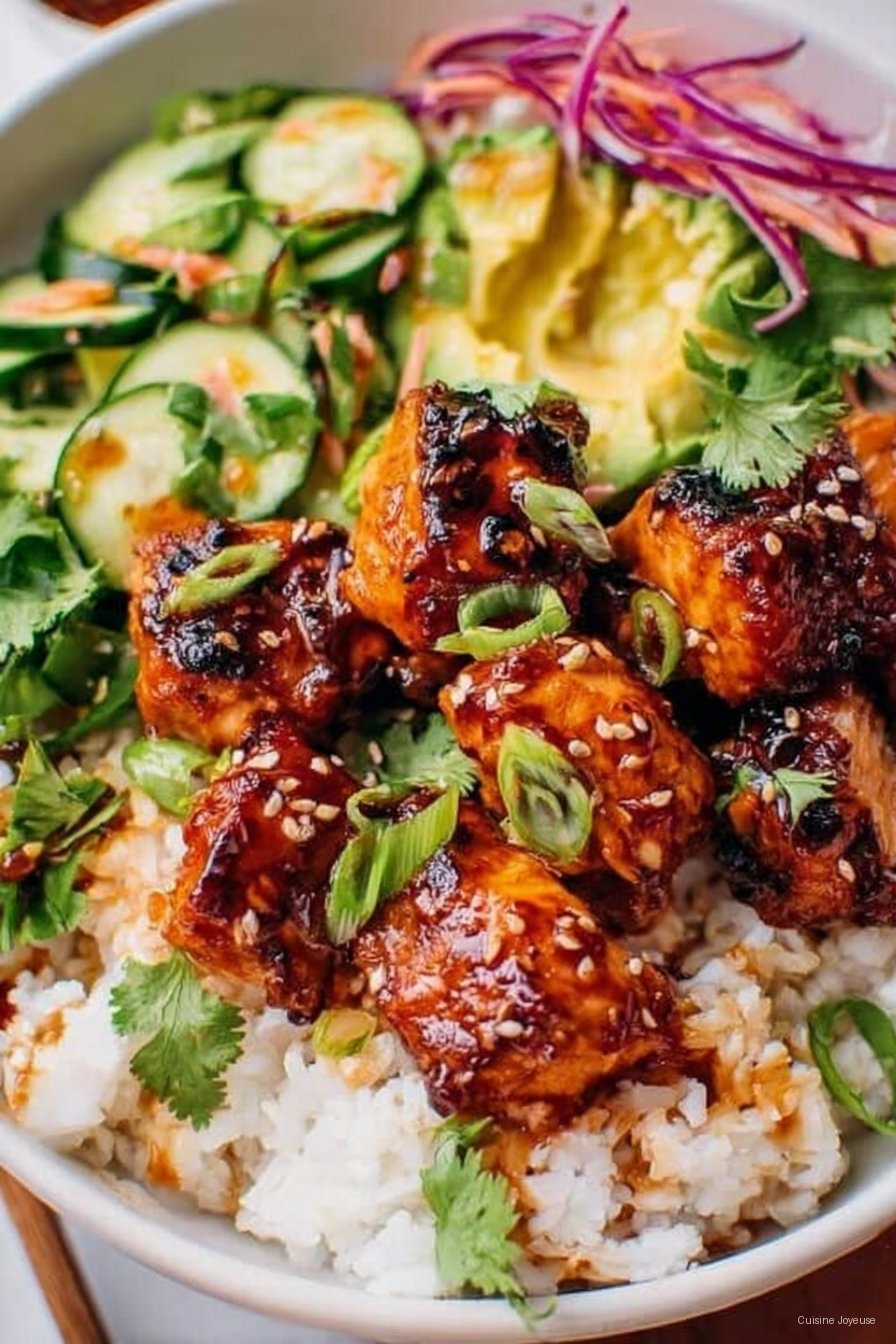 Honey Garlic Salmon Rice Bowl