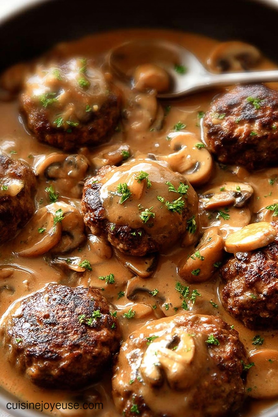 Mushroom Gravy Smothered Rissoles