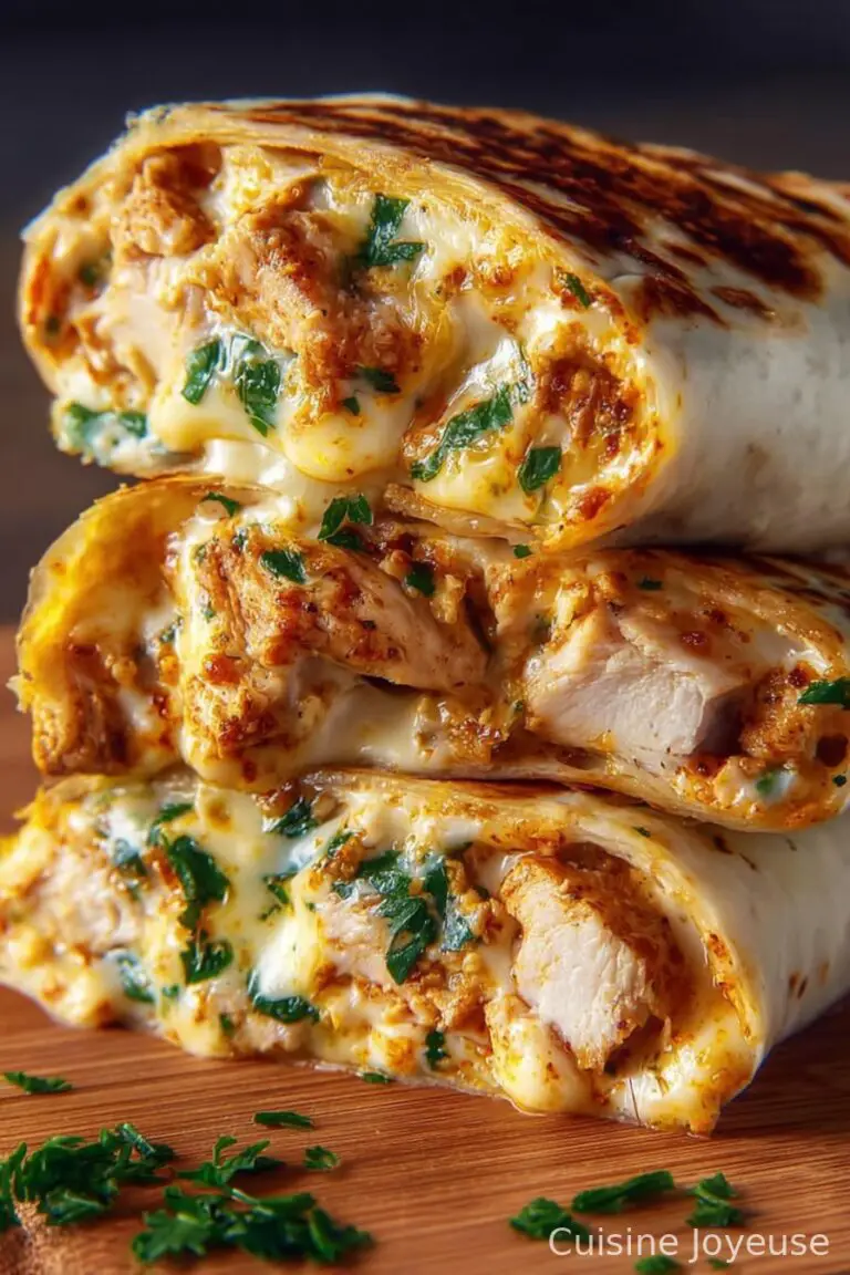 Ooey-Gooey Cheesy Garlic Chicken Wraps