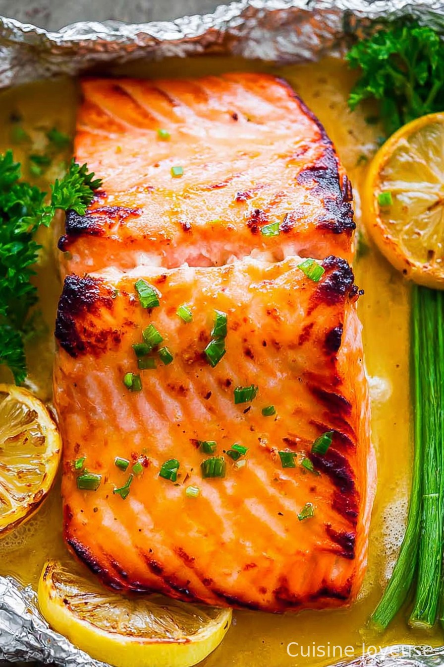 Grilled Honey Lemon Butter Salmon